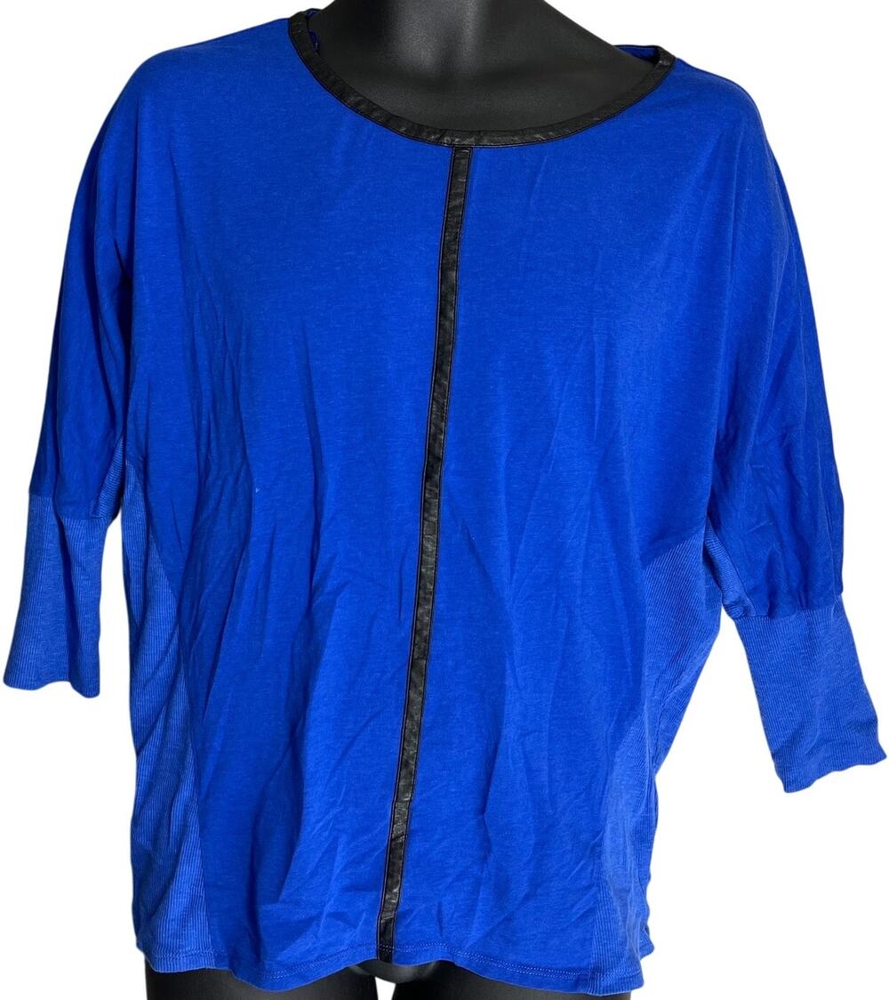 Vince Camuto Top Womens Size L Blue Cotton Modal Office Business Casual Tunic